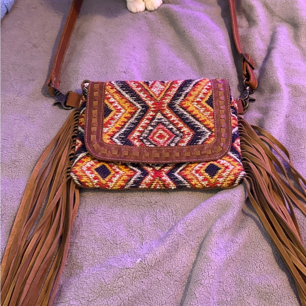 Myra Bohemian Fringe Crossbody Bag - Multicolor
